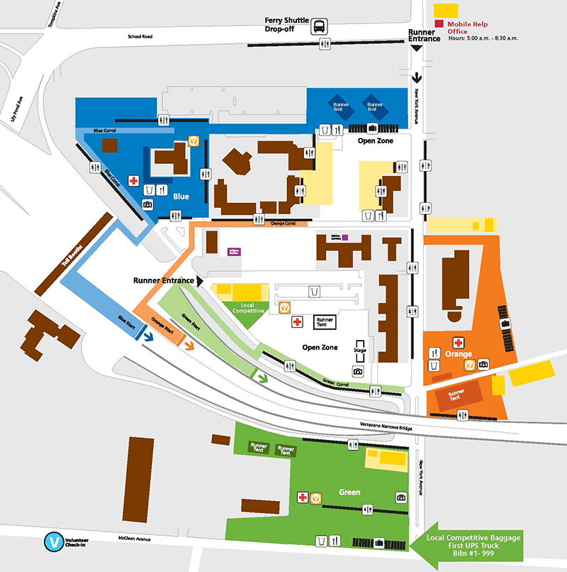 Map of the Start village of the NYC 2011 Marathon